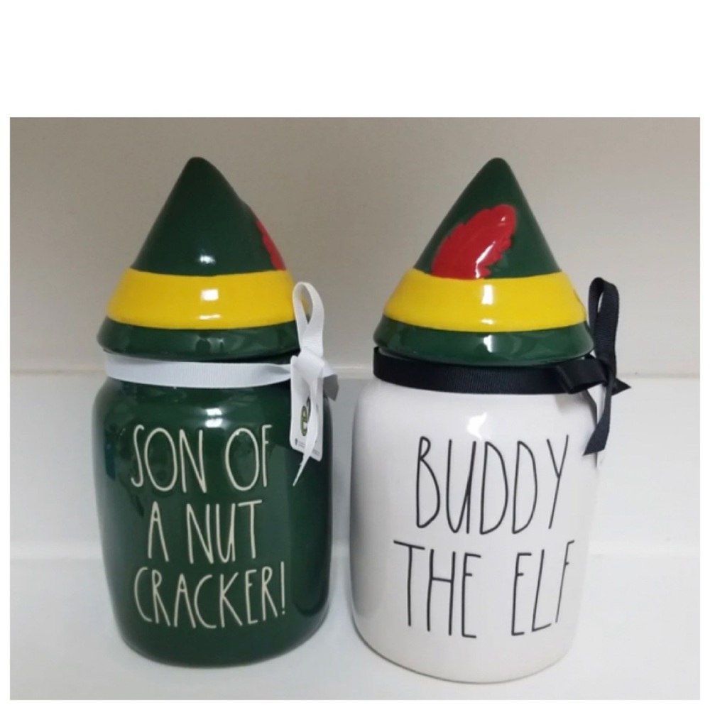 NEW Rae Dunn Buddy the Elf & Son of a Nutcracker Canister Set